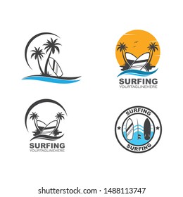 surfing icon logo vector illustration design