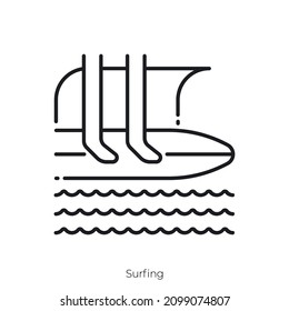 Surfing icon. Outline style icon design isolated on white background
