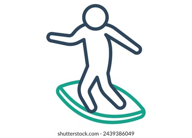 surfing icon. people use surfing. icon related to sport, gym. line icon style. element illustration.