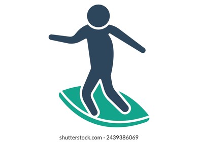 surfing icon. people use surfing. icon related to sport, gym. solid icon style. element illustration.