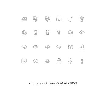 Surfing icon set, design, vector illustration
