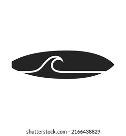 surfing icon. surfboard with wave. sea sport symbol. isolated vector image in simple style