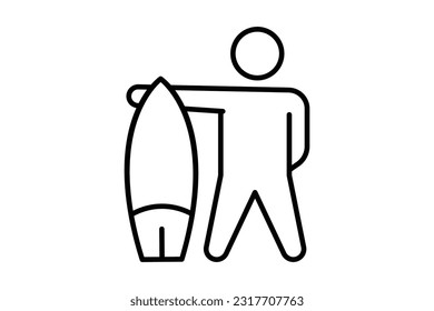 Surfing icon. surfer sign. icon related to water sport, summer. Line icon style design. Simple vector design editable