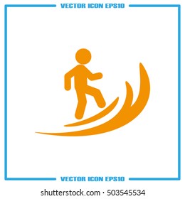 Surfing icon vector EPS 10, abstract sign flat design,  illustration modern isolated badge for website or app - stock info graphics