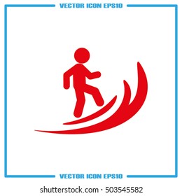Surfing icon vector EPS 10, abstract sign flat design,  illustration modern isolated badge for website or app - stock info graphics