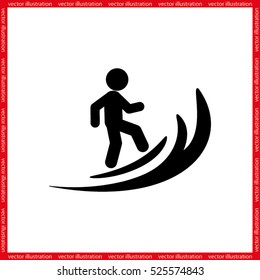 Surfing icon vector EPS 10, abstract sign flat design,  illustration modern isolated badge for website or app - stock info graphics