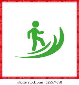 Surfing icon vector EPS 10, abstract sign flat design,  illustration modern isolated badge for website or app - stock info graphics