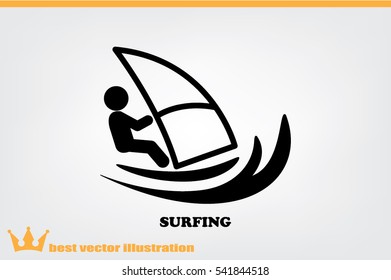Surfing icon vector EPS 10, abstract sign flat design,  illustration modern isolated badge for website or app - stock info graphics.
