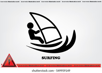 Surfing icon vector EPS 10, abstract sign flat design,  illustration modern isolated badge for website or app - stock info graphics