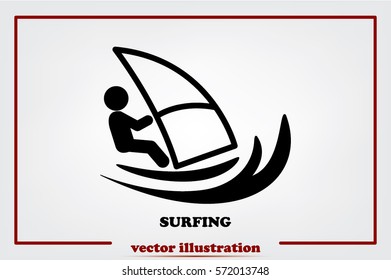Surfing icon vector EPS 10, abstract sign flat design,  illustration modern isolated badge for website or app - stock info graphics.