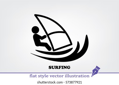 Surfing icon vector EPS 10, abstract sign flat design,  illustration modern isolated badge for website or app - stock info graphics.