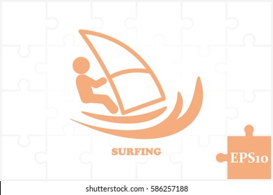 Surfing icon vector EPS 10, abstract sign flat design,  illustration modern isolated badge for website or app - stock info graphics