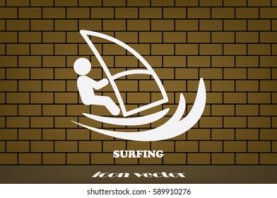 Surfing icon vector EPS 10, abstract sign flat design,  illustration modern isolated badge for website or app - stock info graphics