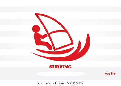 Surfing icon vector EPS 10, abstract sign flat design,  illustration modern isolated badge for website or app - stock info graphics