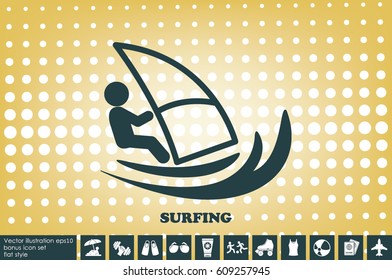 Surfing icon vector EPS 10, abstract sign flat design,  illustration modern isolated badge for website or app - stock info graphics
