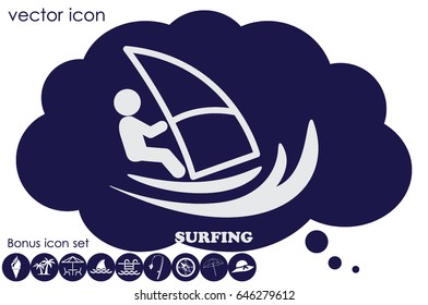 Surfing icon vector EPS 10, abstract sign flat design,  illustration modern isolated badge for website or app - stock info graphics