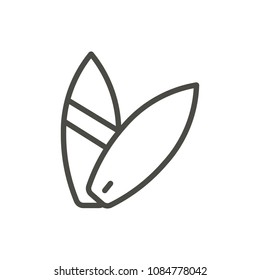 Surfing icon vector. Line surfboard symbol isolated. Trendy flat outline ui sign design. Thin linear surfing graphic pictogram for web site, mobile app. Logo illustration. Eps10.