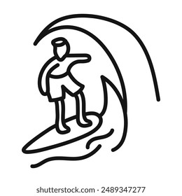 surfing icon Vector symbol or sign set collection in black and white outline