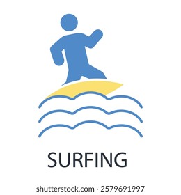 surfing icon. vector.Editable stroke.linear style sign for use web design,logo.Symbol illustration.