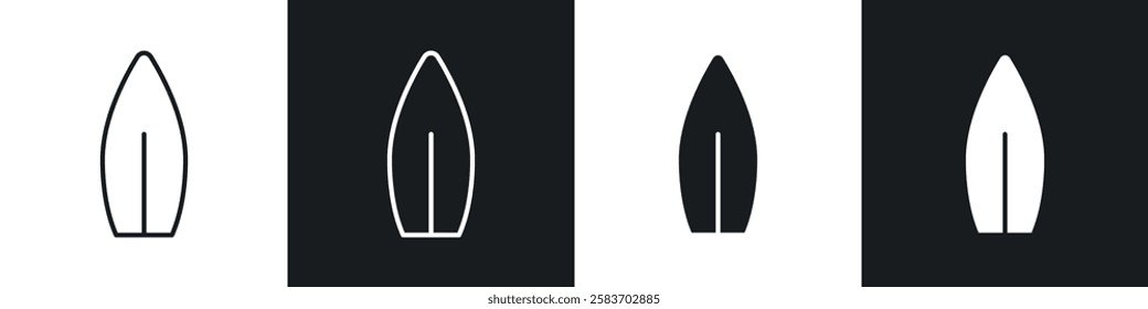 Surfing icons collection in black and white filled and line versions