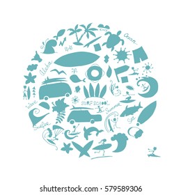 Surfing icons collection for your design