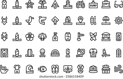 Surfing icons High-Quality Vector Icons Collection with Editable Stroke. Ideal for Professional and Creative Projects.