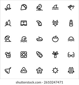 Surfing Icons with line style, perfect for user interface projects
