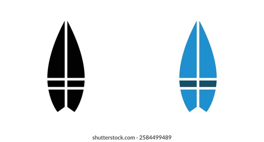 Surfing icons pack in black and colored version