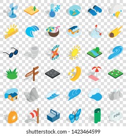 Surfing icons set. Isometric style of 36 surfing vector icons for web for any design