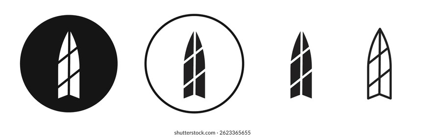 Surfing icons in solid black and outlined style