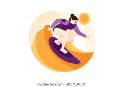 Surfing Illustration concept. Flat illustration isolated on white background.