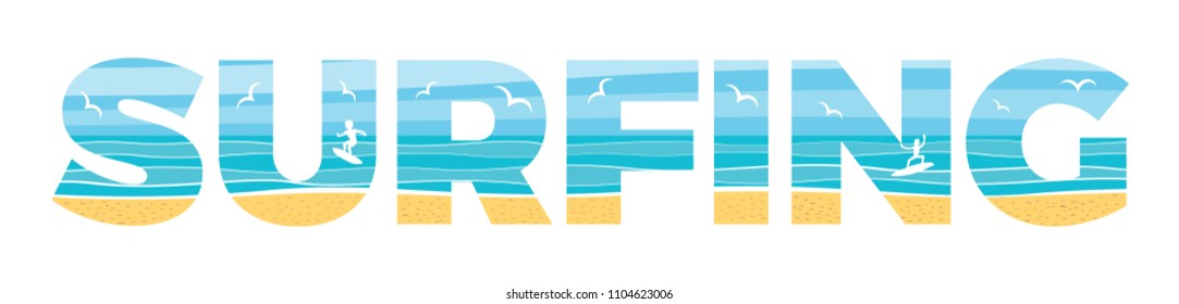 Surfing Illustration in the double exposure technique on white