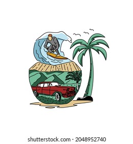 surfing illustration for print your brand needed