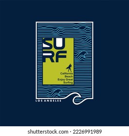 Surfing illustration typography. perfect for t shirt design vector.