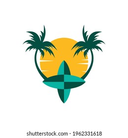 diseño gráfico del icono de la isla de surf vector vector vector