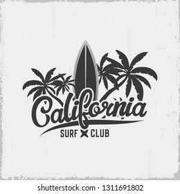 Surfing label isolated on white. Vector illustration.