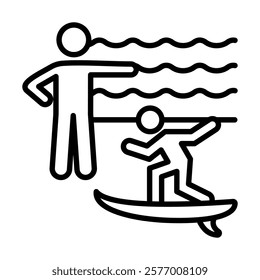 Surfing Lessons icon line vector illustration