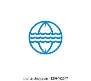 surfing line blue logo vector 