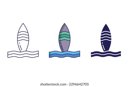 Surfing line and solid illustration icon