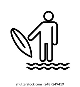 surfing linear logo mark in black and white