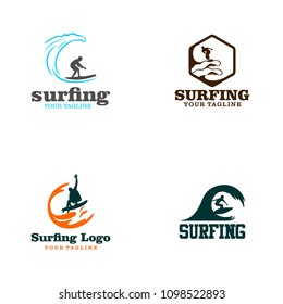 Surfing Logo Design Set Stock Vector (Royalty Free) 1098522893 ...