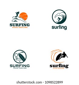 Surfing Logo Design Set 