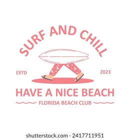 diseño del logotipo de surf ropa de pareja retro moderna y sencilla