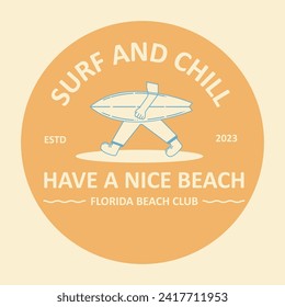 diseño del logotipo de surf ropa de pareja retro moderna y sencilla