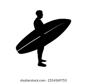 Surfing Logo Design. Surfer And Surfboard Silhouette. Vector Illustration.