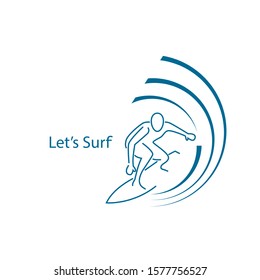 Surfing Logo Design. Surfer And Wave. Vector Illustration.