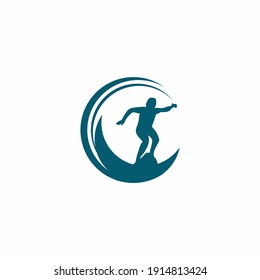 Surfing Logo Design. Surfer And Wave. Vector Illustration.