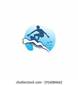 Surfing Logo Design. Surfer And Wave. Vector Illustration.
