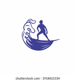 Surfing Logo Design. Surfer And Wave.