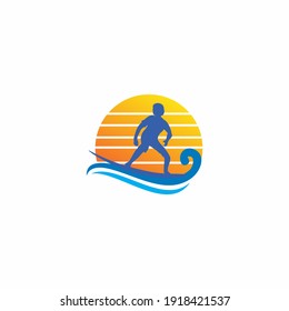 Surfing Logo Design. Surfer And Wave.